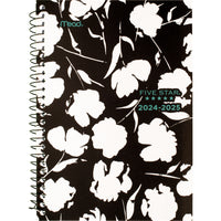 Five Star - Agenda scolaire hebdomadaire/mensuel macro floral 2024-2025 - 5 1/2 po x 8 1/2 po - noir/blanc - bilingue-Couverture en poly durable et résistante à l'eau avec un motif de silhouette saisissant. 