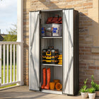 Outsunny - Remise de rangement extérieure 29,9 po L x 21,7 po l x 70,1 po H, avec doubles portes, gris foncé-Fabriquée en acier galvanisé, chaque étagère supporte jusqu'à 150 lb pour ranger en toute sécurité du matériel lourd

