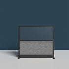 Luxor - Mur modulaire 53 x 48 - Cadre noir large, fenêtre givrée, PET gris frais-S'intègre au système de cloisons de séparation pour des configurations évolutives
