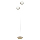 JAC Styles - Lampe de pied liam 2 lumineuses de 66 pouces - or avec abat-jour blanc-Conception du globe à deux lumières - Les globes en verre blanc décalé créent un intérêt visuel tout en fournissant un éclairage à partir de plusieurs points.