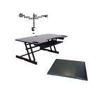 Rocelco - Support de bureau réglable de 45 po avec support triple pour écran et tapis anti-fatigue-Portée verticale améliorée (EVR)