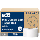 Tork - Papier hygiénique Mini jumbo Advanced, 2 plis - Paquet de 12-Noyau diamètre intérieur 2.3 po