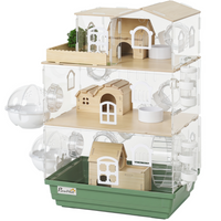 PawHut - Grande cage pour hamster, habitat acrylique 3 niveaux avec bouteilles d'eau-Ce kit de démarrage tout-en-un est entièrement équipé, vous évitant des achats supplémentaires  
