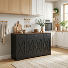 HOMCOM - Buffet de style ferme 55 po, meuble de rangement pour téléviseurs jusqu’à 60 po avec portes de grange - noir-Apportez un charme rustique à votre cuisine avec des portes de grange et un dessus brun foncé 