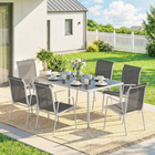 Outsunny - ensemble de salle à manger de jardin 7 pièces avec 6 chaises empilables - gris-Chaise longue à triple pliage avec 5 angles réglables