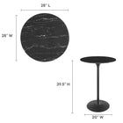 Modway - Lippa Rond de 28 po Faux marbre Bar Table, Noir-Table en marbre artificiel