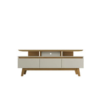 Manhattan Comfort - Meuble TV Yonkers 70,86 po style Mid-Century Modern - Blanc cassé et Cannelle-Meubles TV de style Mid-Century Modern pour salon et chambre