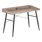 Monarch Specialties - 7536 Bureau 48 po L - Taupe Fonce/Metal Noir-Bureau d'ordinateur au fini faux bois taupe foncé avec une petite huche avec une longue tablette et 2 compartiments de rangement