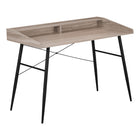 Monarch Specialties - 7536 Bureau 48 po L - Taupe Fonce/Metal Noir-Bureau d'ordinateur au fini faux bois taupe foncé avec une petite huche avec une longue tablette et 2 compartiments de rangement