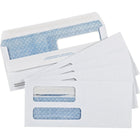 Staples - Enveloppes de sécurité nº 9 à fenêtre double Pliez et collez, 3 7/8 x 8 7/8 po, 24 lb, blanc, boîte de 250-La fermeture Pliez et collez n'a pas besoin d'être humectée. Soulevez le rabat inférieur et pressez-le sur le rabat supérieur pour sceller