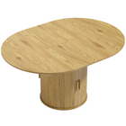 HOMCOM - Table ronde extensible 43,3 po-59 po avec doubles étagères et portes cannelées pour 4-6 personnes - bois naturel-Le plateau extensible s'ajuste facilement pour différents rassemblements 