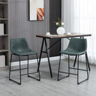 HOMCOM - Tabourets de bar hauteur comptoir avec dossier - vert foncé - paquet de 2-Assise et dossier rembourrés pour un confort optimal 
