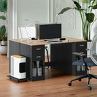 HOMCOM - Bureau d'ordinateur avec tiroirs - 55,1 po L x 20,9 po l x 29,5 po H - noir grain de bois-Les trous pour la gestion des câbles et la surface facile à nettoyer facilitent l’entretien quotidien