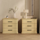 Manhattan Comfort - Table de nuit traditionnelle Clifford à 3 tiroirs - Chêne naturel-9