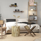 HOMCOM - Table d’appoint finition béton - bois naturel-Aucun assemblage requis 
