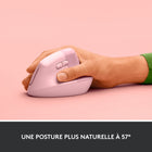 Logitech - Lift Souris Ergonomique Verticale - Rose-57° de pure relaxation : La forme verticale de Lift aide les poignets à bien se sentir au travail, et favorise une posture plus naturelle de l'avant-bras. Confort et productivité toute la journée