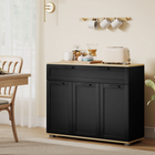 HOMCOM - Buffet moderne de 40 po avec tiroirs et portes de rangement - Noir-Étagères réglables sur trois niveaux, personnalisant l’espace pour des objets hauts ou bas 