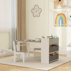 Qaba - Ensemble table et chaises pour enfants avec rouleau de papier - Gris-Comprend une table et deux chaises, adaptées à diverses activités 