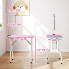 PawHut - Table de toilettage pliable pour chiens et chats, surface antidérapante - rose-Laisse incluse pour maintenir l’animal en place 
