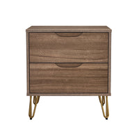 Manhattan Comfort - Table de nuit Avira 20" style mid-century moderne à 2 tiroirs - Marron-Table de nuit propre et moderne avec une finition en stratifié lisse pour un aspect chaleureux et naturel