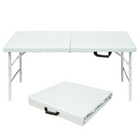 Homy Casa - Table pliante portative de 4 pi avec 4 hauteurs réglables pour utilisation intérieure et extérieure, camping - Blanc-Le format de 4 pi convient au camping et aux fêtes