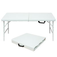 Homy Casa - Table pliante portative de 4 pi avec 4 hauteurs réglables pour utilisation intérieure et extérieure, camping - Blanc-Le format de 4 pi convient au camping et aux fêtes