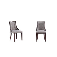 Manhattan Comfort - Lot de 2 chaises de salle à manger traditionnelles Fifth Avenue 47 cm, revêtement similicuir gris-Chaise de salle à manger traditionnelle pour usage en salle à manger lot de 2