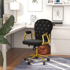 Vinsetto - Chaise de coiffeuse avec dossier et accoudoirs capitonnés à boutons - noir-Réglez la hauteur du siège selon vos besoins pendant de longues heures de travail