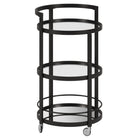Hudson&Canal - Chariot de bar rond Hause 21" de largeur - Bronze noirci-Un design contemporain moderne pour votre cuisine, votre bureau, votre espace de divertissement et plus encore