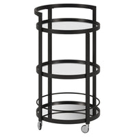 Hudson&Canal - Chariot de bar rond Hause 21" de largeur - Bronze noirci-Un design contemporain moderne pour votre cuisine, votre bureau, votre espace de divertissement et plus encore