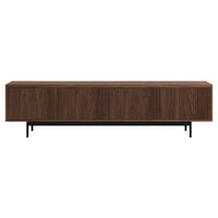 Hudson&Canal - Meuble TV Whitman pour téléviseurs jusqu'à 85 pouces - Noyer satiné-Une conception de transition accueille des téléviseurs jusqu'à 85 pouces pour votre espace de divertissement