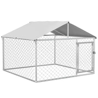 PawHut - Chenil pour chiens couvert 6,6 pi L x 6,6 pi l x 4,9 pi H pour petits et moyens chiens-Le toit résistant à l'eau et aux UV garde les animaux au frais et les protège de la pluie 