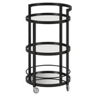 Hudson&Canal - Chariot de bar rond Hause 21" de largeur - Bronze noirci-Le dessus a une capacité de poids de 25 lb, l'étagère peut supporter 20 lb