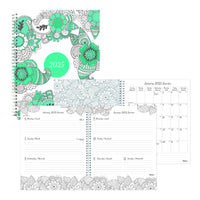 Blueline - 2025 Agenda hebdomadaire/mensuel à colorier DoodlePlan - 11 po x 8-1/2 po - Botanica - Bilingue-12 mois: janvier 2025 à décembre 2025