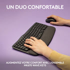 Logitech - MK670 Combo, clavier Wave Keys ergonomique sans fil avec souris sans fil - Graphite - Français-Confort de frappe toute la journée: le design courbé de ce clavier compact place vos mains, poignets et avant-bras dans une position de frappe naturelle pour un confort optimal toute la journée