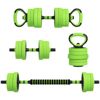 Soozier - Ensemble d’haltères ajustables 4‑en‑1 de 88 lb - Vert-Ensemble 4-en-1 de 88 lb (40 kg) : haltères, barres, kettlebells et poignées pour pompes