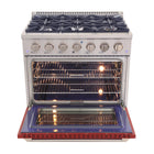 Kucht - 36 po Série KDF Cuisinière Pro Style au gaz naturel - Acier inoxydable/Rouge-Les grilles robustes en fonte permettent de déplacer facilement les casseroles entre les brûleurs sans avoir à les soulever