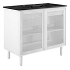 Modway - Calla 36" perforé Métal Vanette de salle de bain - Noir Blanc-Portes en métal perforé