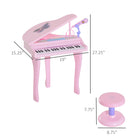 Qaba - Mini piano électronique musical 37 touches avec microphone et tabouret - Rose-Basculer entre 8 rythmes : Slow Rock, Rock, New New, Disco, March, Waltz, Samba, Blues 