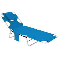 Outsunny chaise de bronzage avec ouverture pour le visage - chaise longue pliante à 5 niveaux - bleu-Le dossier s'ajuste à 4 positions différentes pour s'adapter à l'angle souhaité