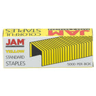 JAM Paper - Agrafes colourées - format standard - jaune vif - Paquet de 5000-Taille : Standard (0,5 x 0,25 pouces) | 1/2 pouce de large et 1/4 pouce de long