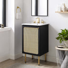 Modway - Chaucer 18" Vanette de salle de bain - Noir Blanc-Poignée d’armoire en métal