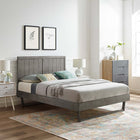 Modway - Alana Bois Plate-lit complet avec cadre angulaire, Gris-Assemblée requise