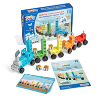 Hand2Mind - Ensemble d'activités MathLink Cubes Train express Numberblocks - Ensemble de 68-Seuls Five, ni plus ni moins, peuvent arrêter le Numberblocks Express ! Complétez une série de défis de comptage, d'addition et de soustraction pour arrêter le Numberblocks Express