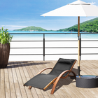 Outsunny - Chaise longue d’extérieur - bain de soleil de jardin avec appui-tête - noir-Parasol de terrasse avec une construction à 8 baleines assurant sa durabilité