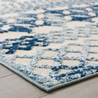 Modway - Reflect Giada Abstract Diamant Marocain Treillis Tapis intérieur/extérieur 5 pi l x 8 pi L - Ivoire et bleu-Étanchéité, taches et résistants à l’eau / Faciles à nettoyer