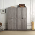 Manhattan Comfort - Ensemble de rangement moderne Hopkins 59,22 po 2 pièces à 8 étagères - Gris-Conception de porte géométrique rectangulaire verticale avec poignées de tirage en métal noir