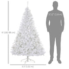 HOMCOM - Sapin de Noël artificiel illuminé de 1 - 8 m avec éclairage LED - blanc-Structure de branche équilibrée pour accrocher ornements 