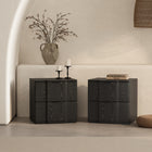Manhattan Comfort - Table de nuit Clive 22" style mid-century moderne à 2 tiroirs - Noir-Les tiroirs s’ouvrent sur des coulisses à sortie partielle (0,75) avec fermeture en douceur pour un fonctionnement fluide et silencieux