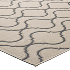 Modway - Linza Treillis Wave Abstract à l’intérieur et à l’extérieur Tapis de 5 pi l x 8 pi L - Beige et gris-Haute densité / Tissé à la machine